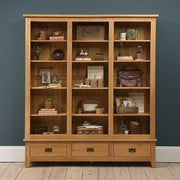 Oakland Rustic Oak Grand Bookcase Quality Furniture Clearance Ltd