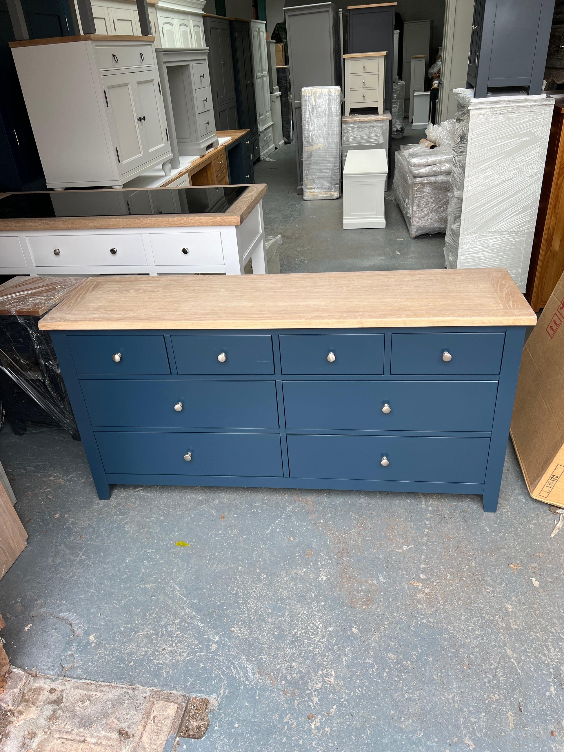 Chester Midnight Blue Low and Wide Chest furniture delivered 