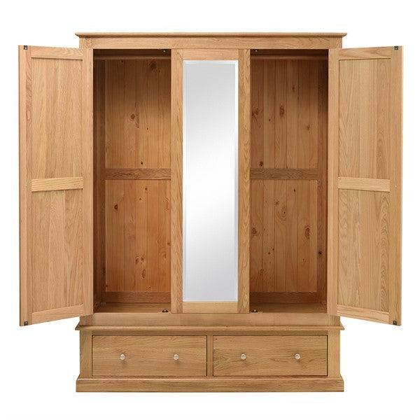 Appleby Light Oak Triple Wardrobe with Mirror Quality Furniture Clearance Ltd