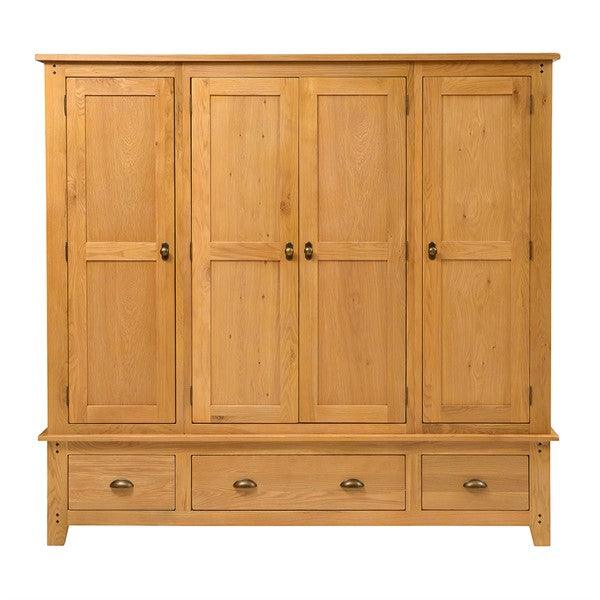 OAKLAND RUSTIC OAK New Four Door Wardrobe Quality Furniture Clearance Ltd