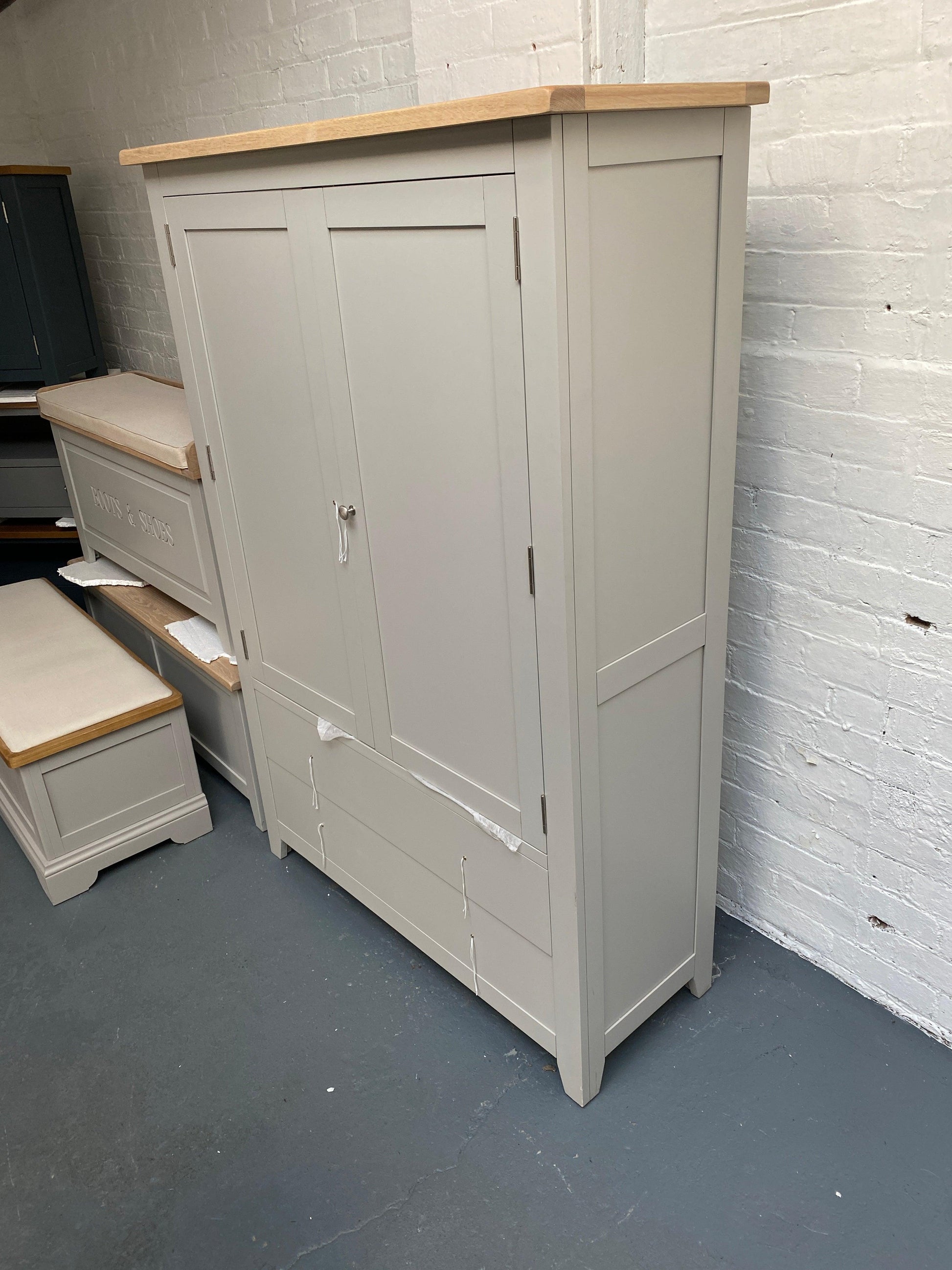 Chester Dove Grey Grand Storage Cupboard/Larder furniture delivered 
