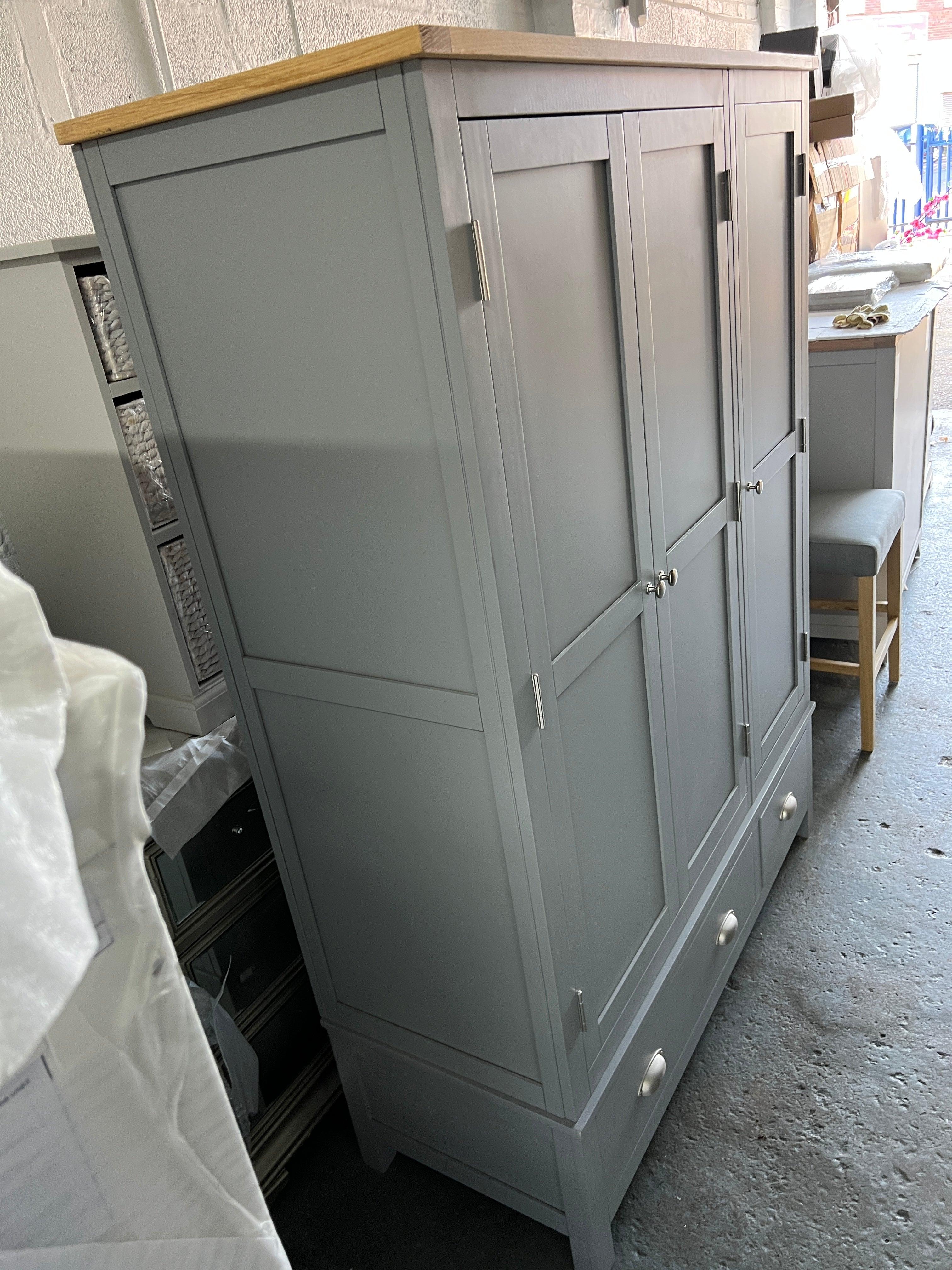 Simply Cotswold Storm Grey Triple Wardrobe Quality Furniture Clearance Ltd