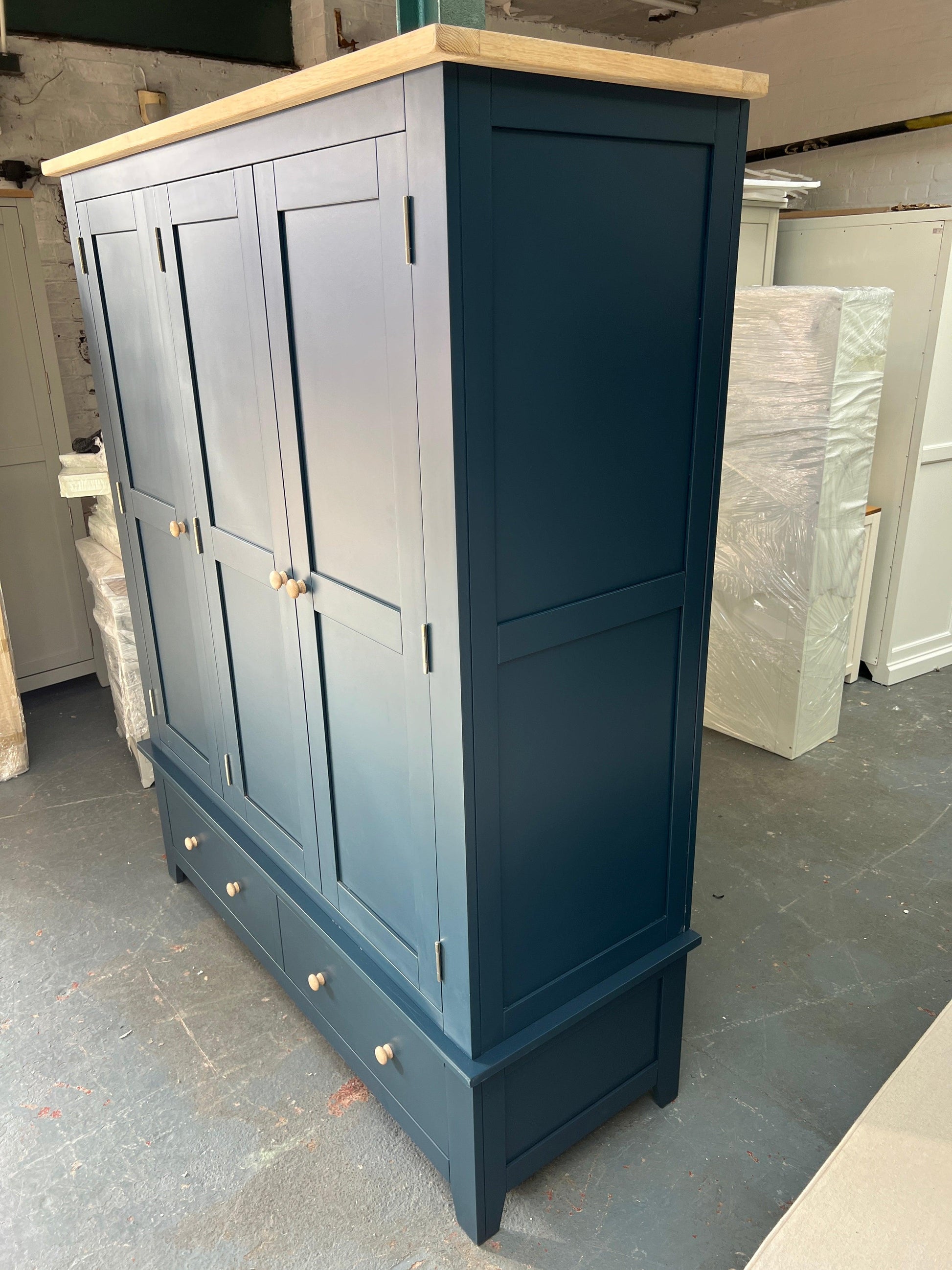 Chester Midnight Blue Triple Wardrobe Quality Furniture Clearance Ltd