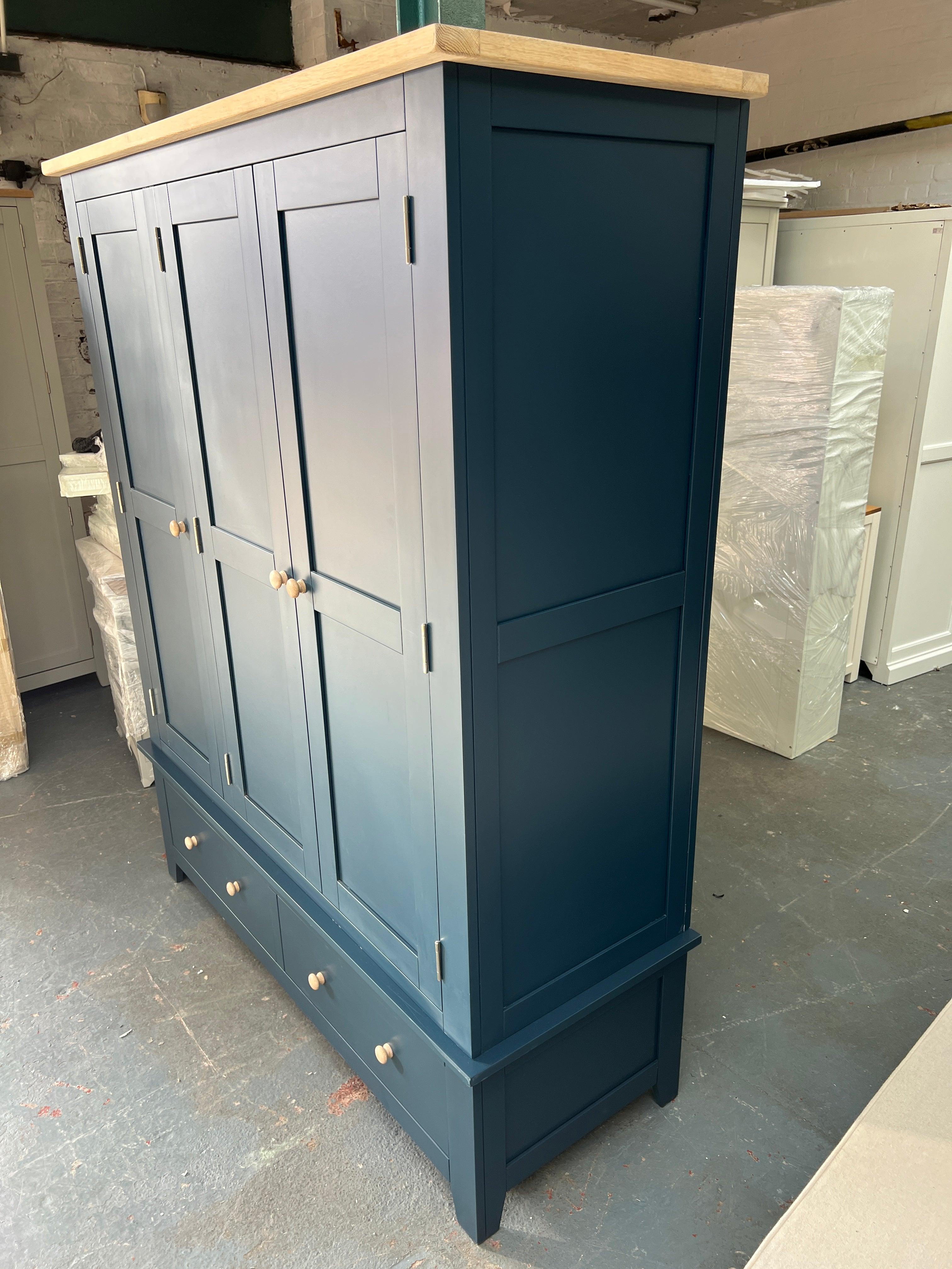 Chester Midnight Blue Triple Wardrobe Quality Furniture Clearance Ltd