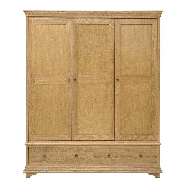 Winchcombe Oiled Oak Triple Wardrobe Quality Furniture Clearance Ltd