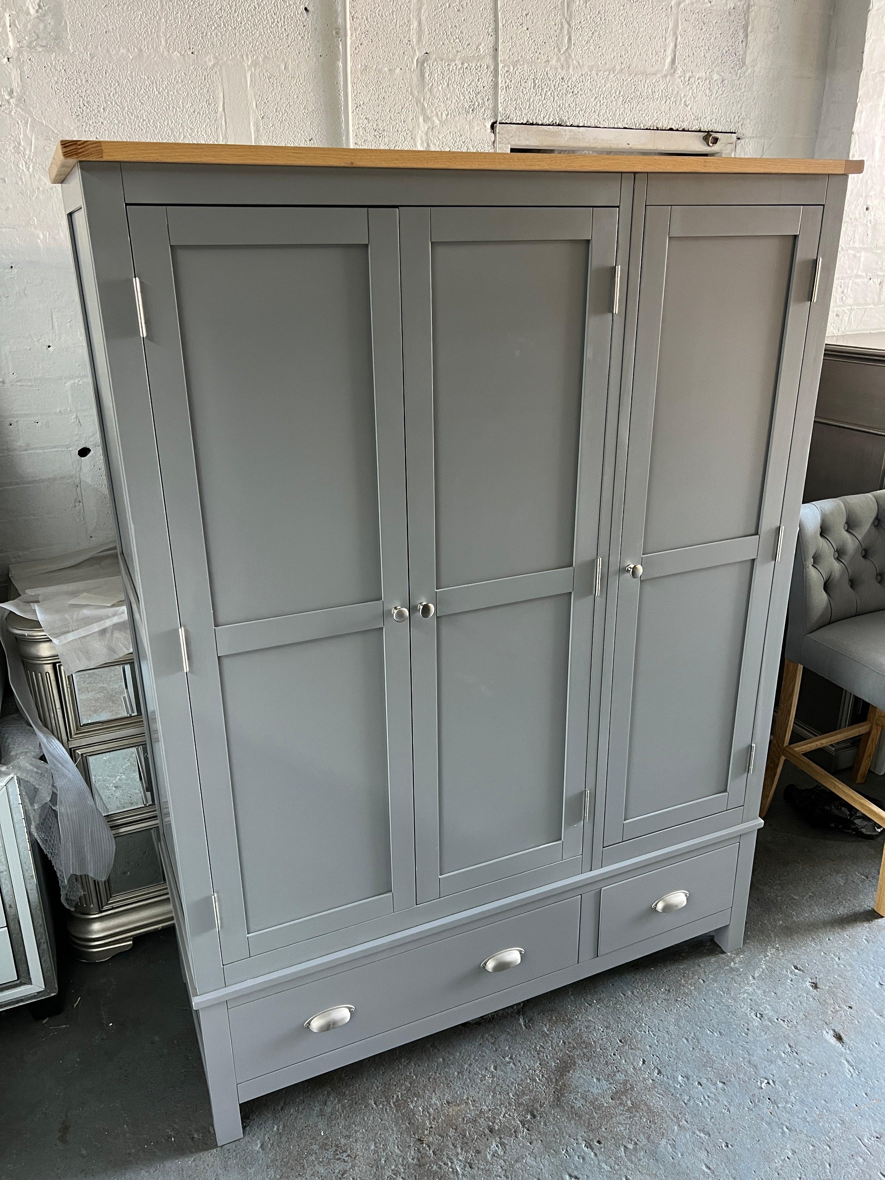 Simply Cotswold Storm Grey Triple Wardrobe Quality Furniture Clearance Ltd