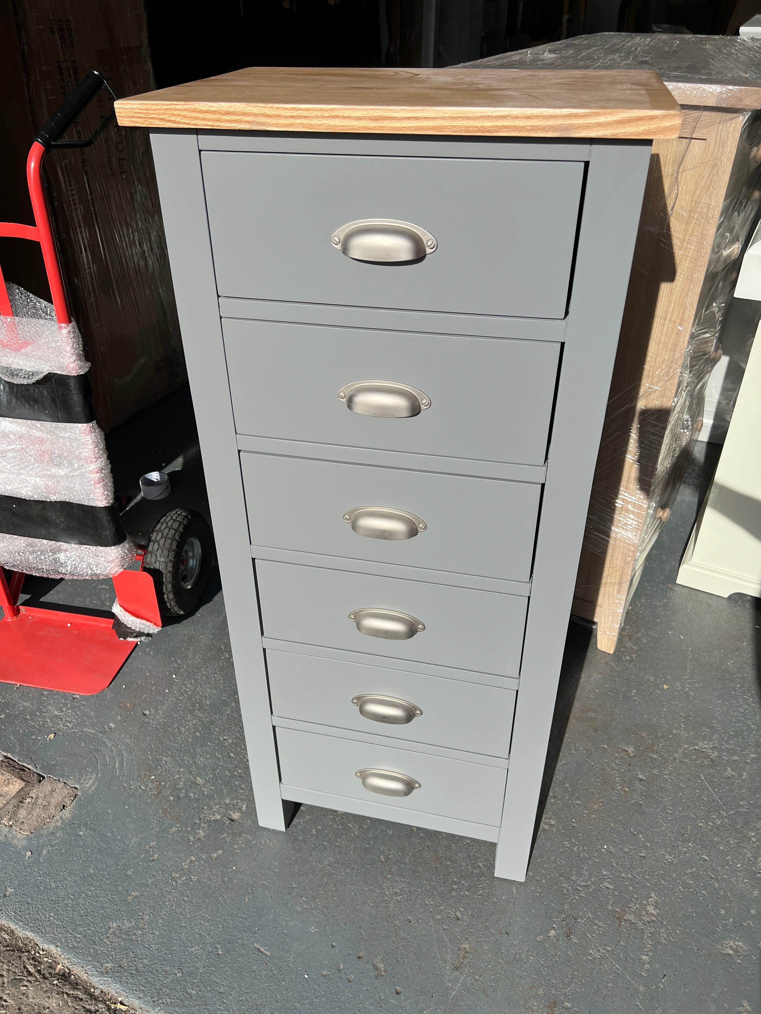 Storm Grey 6 Drawer Tall Chest. furniture delivered 