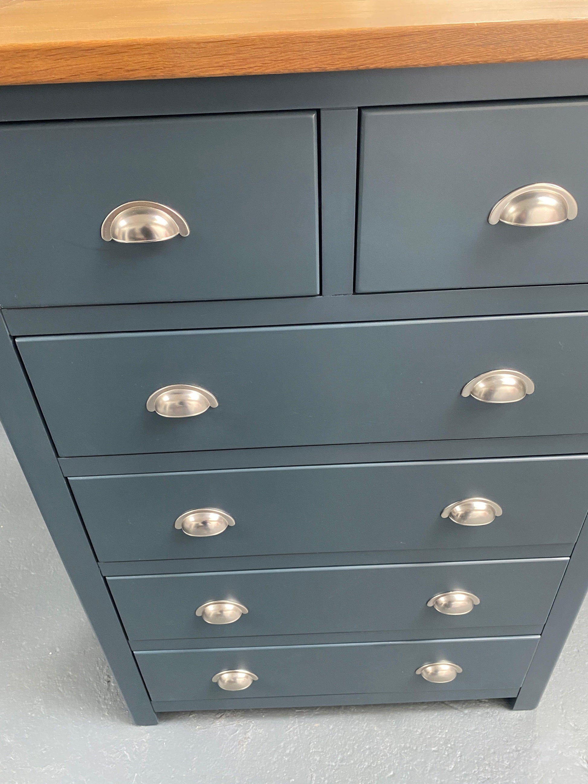 Inky Blue 2 Over 4 Drawer Chest. - furniture delivered 