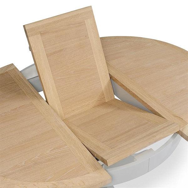Chester Dove Grey 4-6 Seater Round Extending Dining Table Quality Furniture Clearance Ltd