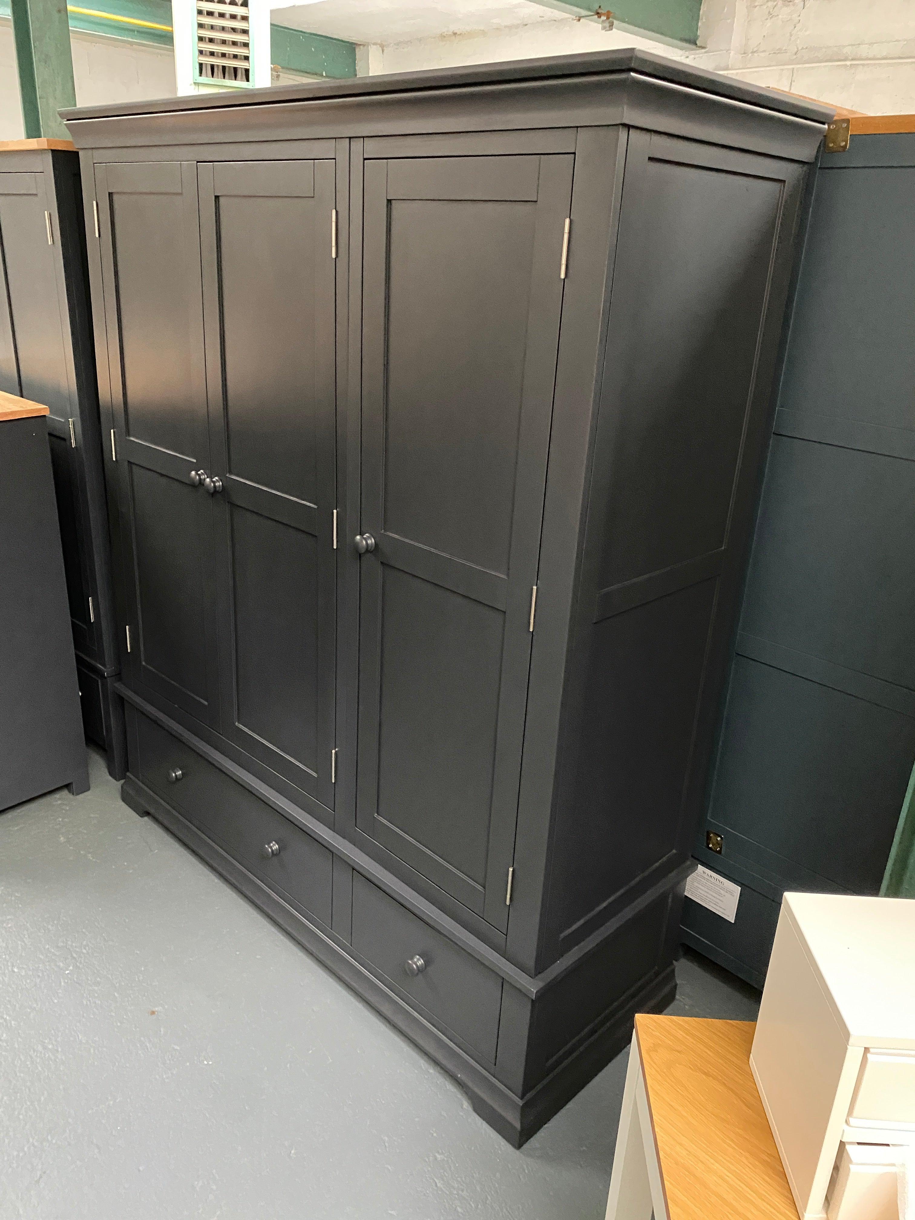 Chantilly Dusky Black Triple Wardrobe Quality Furniture Clearance Ltd
