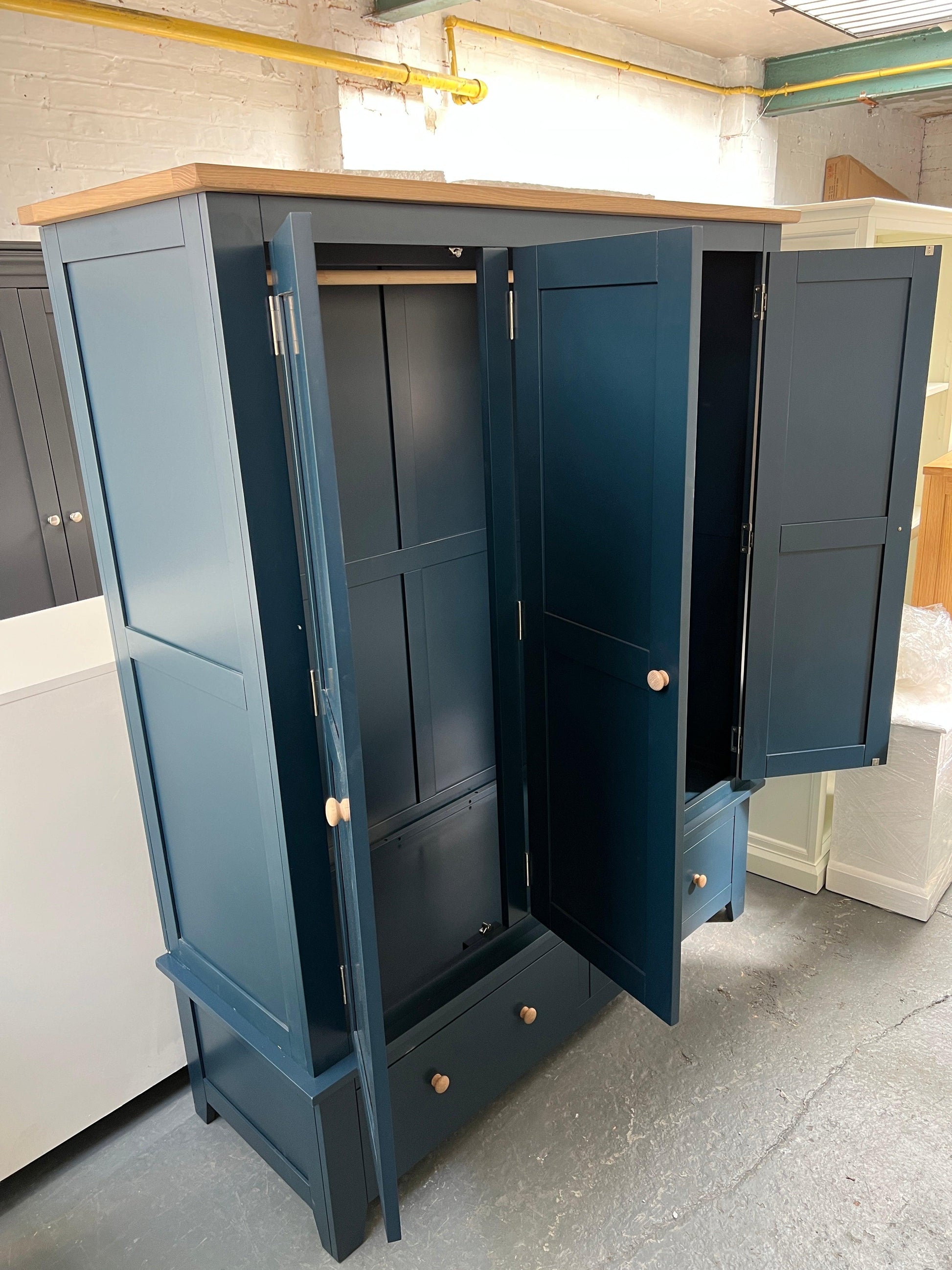 Chester Midnight Blue Triple Wardrobe furniture delivered 